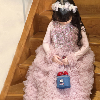 Dječja crossbody torbica za djevojčice s crtić mačaka uzorkom, PU materijal, vodootporna, ultra lagana, kompaktan dizajn za pohranu