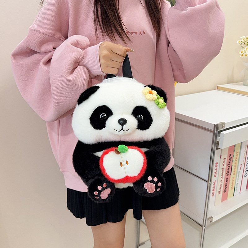 Dječji plišani Panda ruksak, crtani dizajn, dječji stil, podstava od poliestera, namijenjeno za osnovnu školu