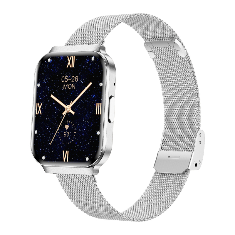 KM86 Ceas Inteligent Ultra-Subțire, apeluri Bluetooth și muzică, Monitorizare Sănătate: ritm cardiac, tensiune arterială, oxigen în sânge, somn, compatibil cu iOS