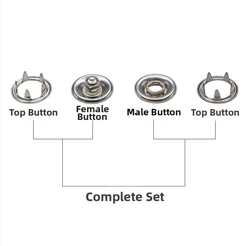 Sada päť pazúrových spon – nerezová oceľ, montážny nástroj