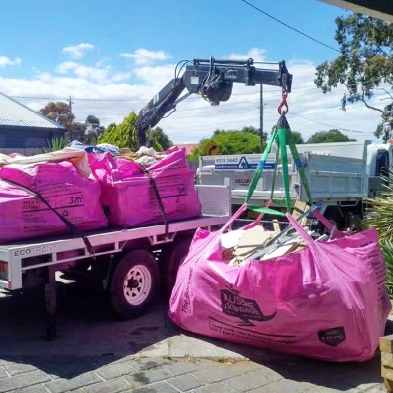 PP tkana vreća za otpad iz dvorišta i gradnje, velik kapacitet; Materijal: PP; Nosivost: 1000-1300 kg; Samozatvaranje: Da; Specifikacije: Prilagođene; Kategorija: Plastna tkanina vreća