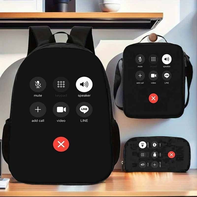 Unisex ranac od Oxford materijala s printom mobitela, moderan školski ranac s anime motivom, prozračna poliester podstava, proljeće 2025