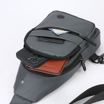 Férfi mellkas táska, városi stílus, PU anyag, vízálló, ultrakönnyű, poliészter bélés