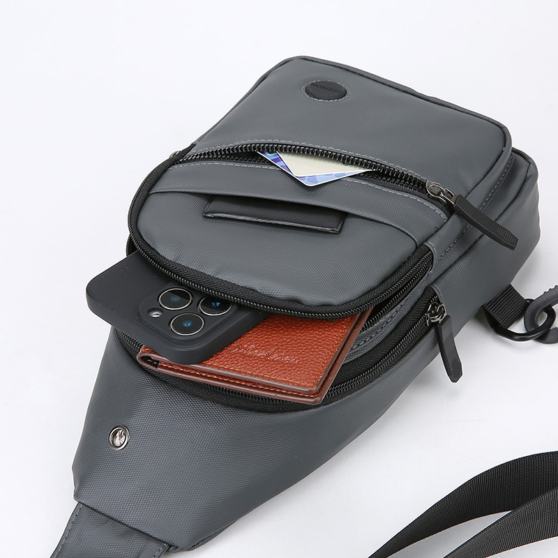 Férfi mellkas táska, városi stílus, PU anyag, vízálló, ultrakönnyű, poliészter bélés