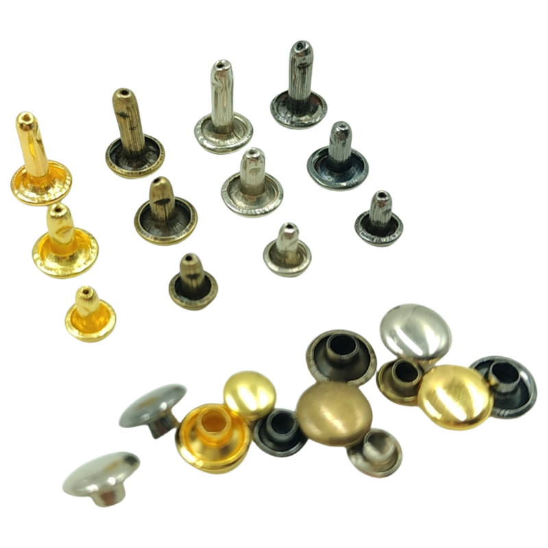480 части метални декоративни заклепки за кожени изделия – кръгли плоски двустранни заклепки, копчета за облекло