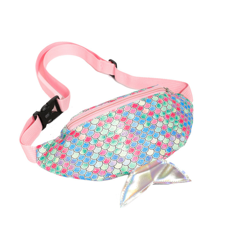 Dječja crossbody torbica s šljokicama, motiv sirena, za djevojčice, ultra lagana PU, podstava od poliestera