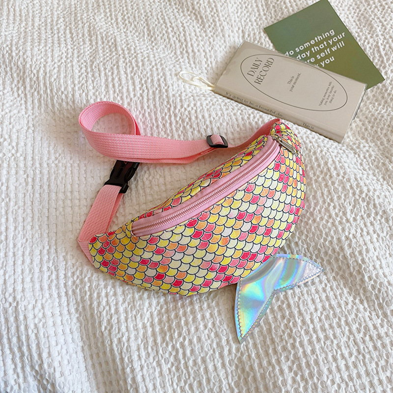 Dječja crossbody torbica s šljokicama, motiv sirena, za djevojčice, ultra lagana PU, podstava od poliestera