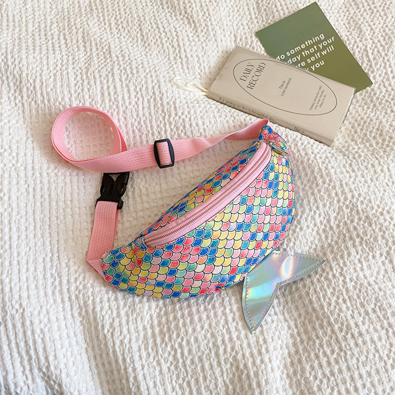 Dječja crossbody torbica s šljokicama, motiv sirena, za djevojčice, ultra lagana PU, podstava od poliestera