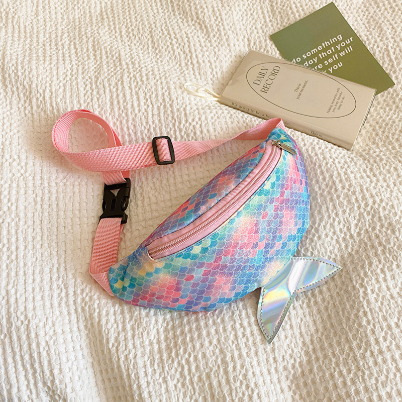 Dječja crossbody torbica s šljokicama, motiv sirena, za djevojčice, ultra lagana PU, podstava od poliestera