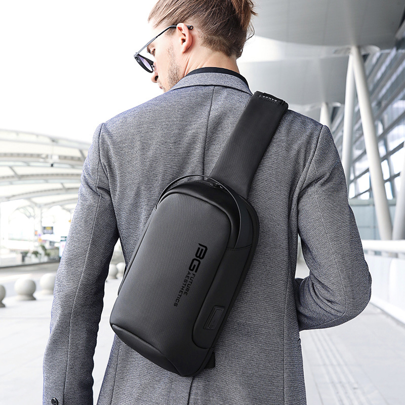 Muška chest bag od Oxford tkanine, otporna na habanje, jednobojni uzorak, poliester podstava, poslovno putovanje stil