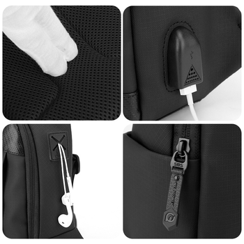 WEPOWER Muška chest bag preko ramena — Vodootporna najlonska torba, Jednobojni uzorak, podstava od poliestera