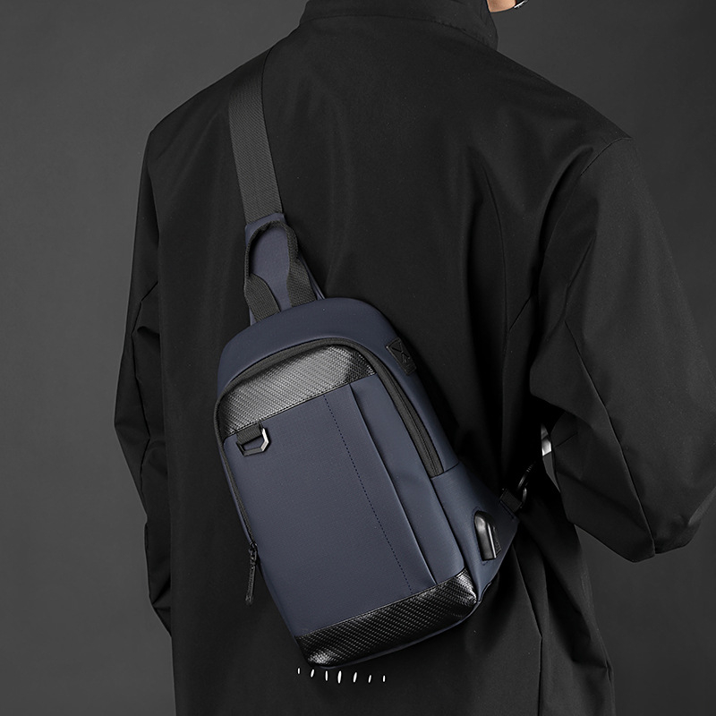 WEPOWER Muška chest bag preko ramena — Vodootporna najlonska torba, Jednobojni uzorak, podstava od poliestera