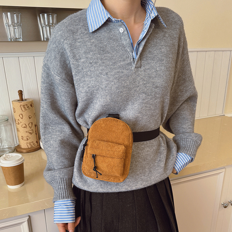 Geantă de talie pentru copii corduroy, căptușită cu poliester, respirabil, unisex, pentru grădiniță, Toamnă 2025