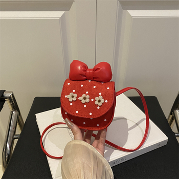 Детска чанта тип седло с пеперуда на точки, кръстосана презрамка, джоб за телефон, уличен стил