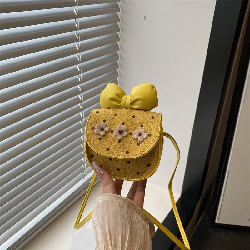 Детска чанта тип седло с пеперуда на точки, кръстосана презрамка, джоб за телефон, уличен стил