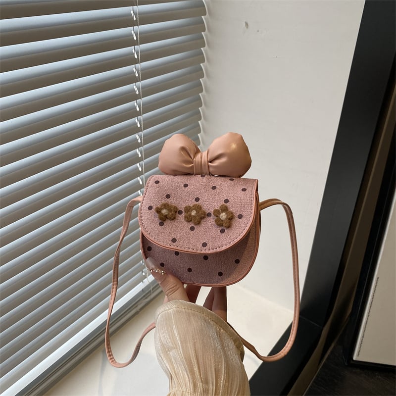 Детска чанта тип седло с пеперуда на точки, кръстосана презрамка, джоб за телефон, уличен стил