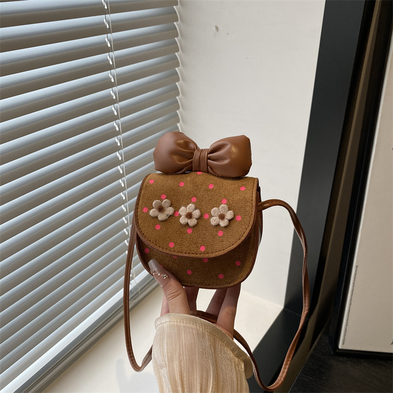 Детска чанта тип седло с пеперуда на точки, кръстосана презрамка, джоб за телефон, уличен стил