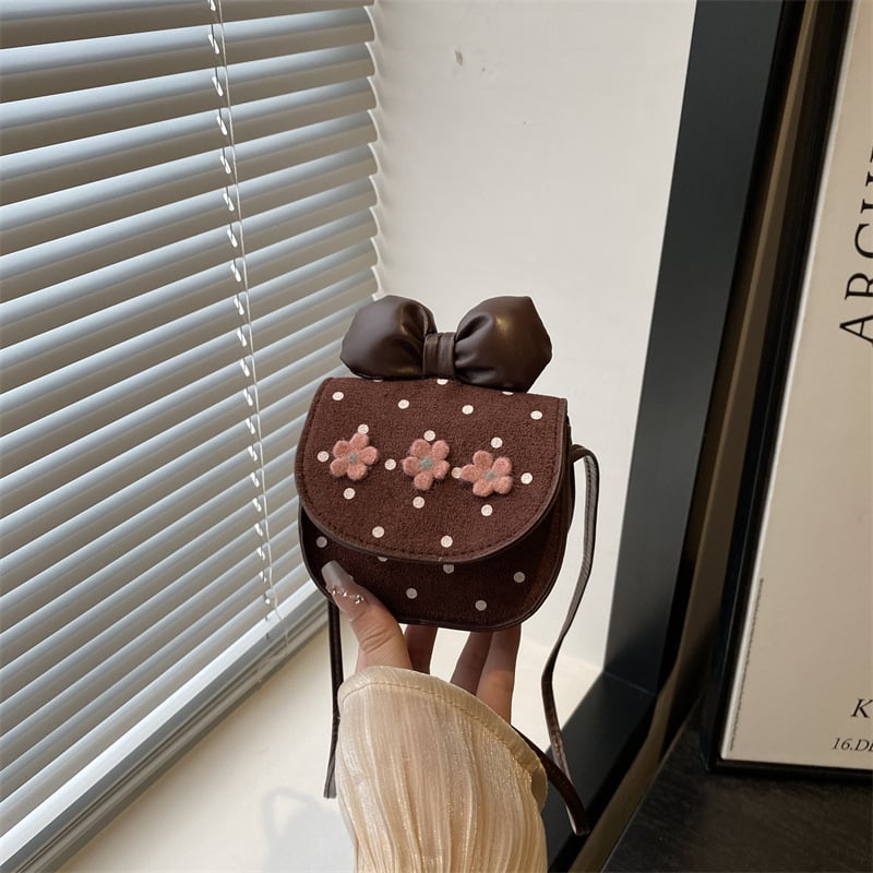 Детска чанта тип седло с пеперуда на точки, кръстосана презрамка, джоб за телефон, уличен стил