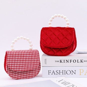 Dječja crossbody torba u stilu princeze, materijal pamuk-lin, PU podstava, karirani uzorak, LBZ-006, sladak dnevni dizajn