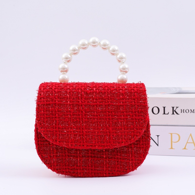 Dječja crossbody torba u stilu princeze, materijal pamuk-lin, PU podstava, karirani uzorak, LBZ-006, sladak dnevni dizajn