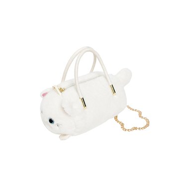 Детска плюшена кръстосана чанта с мотив котешка лапа, кадифена материя, цип за затваряне, джоб за телефон