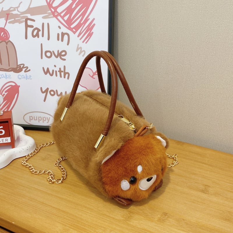 Детска плюшена кръстосана чанта с мотив котешка лапа, кадифена материя, цип за затваряне, джоб за телефон