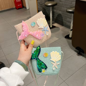 Dječja torba od slame Lori Angel – prozračna, nylon podstava, uzorak životinja/Zodijak, dječji slatki stil