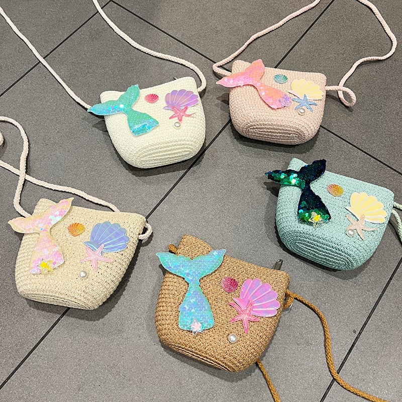 Dječja torba od slame Lori Angel – prozračna, nylon podstava, uzorak životinja/Zodijak, dječji slatki stil