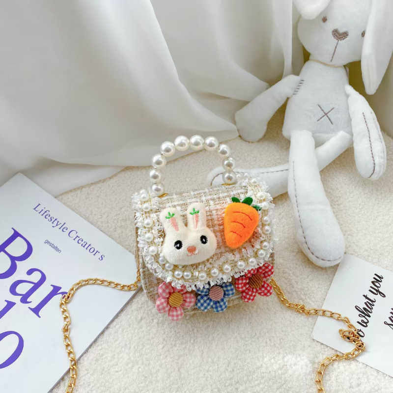Dječja crossbody torba s temom princeze Elze, karikatura s bisernom ukrasom, FANCI, pamuk i lan, za vrtić