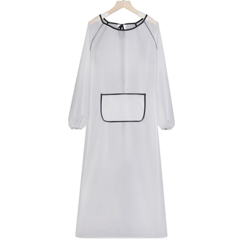 Vízálló konyhai kötény hosszú ujjú, olaj- és kopásálló; anyag: TPU poliuretán; tömeg: 350 g; alkalmas konyhának, otthonra és éttermekbe