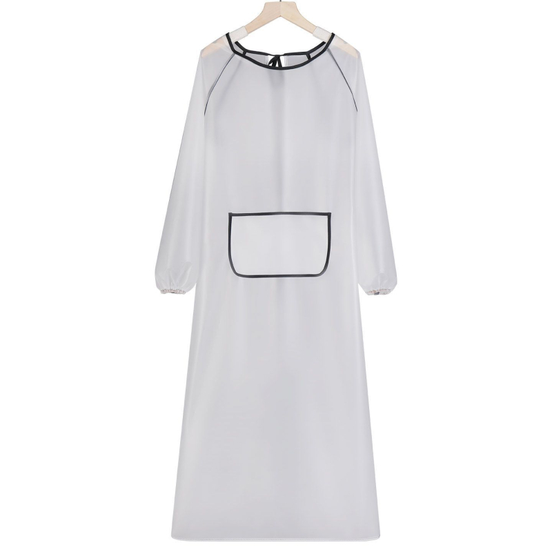 Vízálló konyhai kötény hosszú ujjú, olaj- és kopásálló; anyag: TPU poliuretán; tömeg: 350 g; alkalmas konyhának, otthonra és éttermekbe