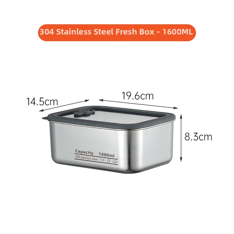 304 rozsdamentes acél élelmiszertartó doboz átlátszó üvegfedővel és szellőzőnyílásokkal, mikrohullámú sütőben használható, egy rétegű