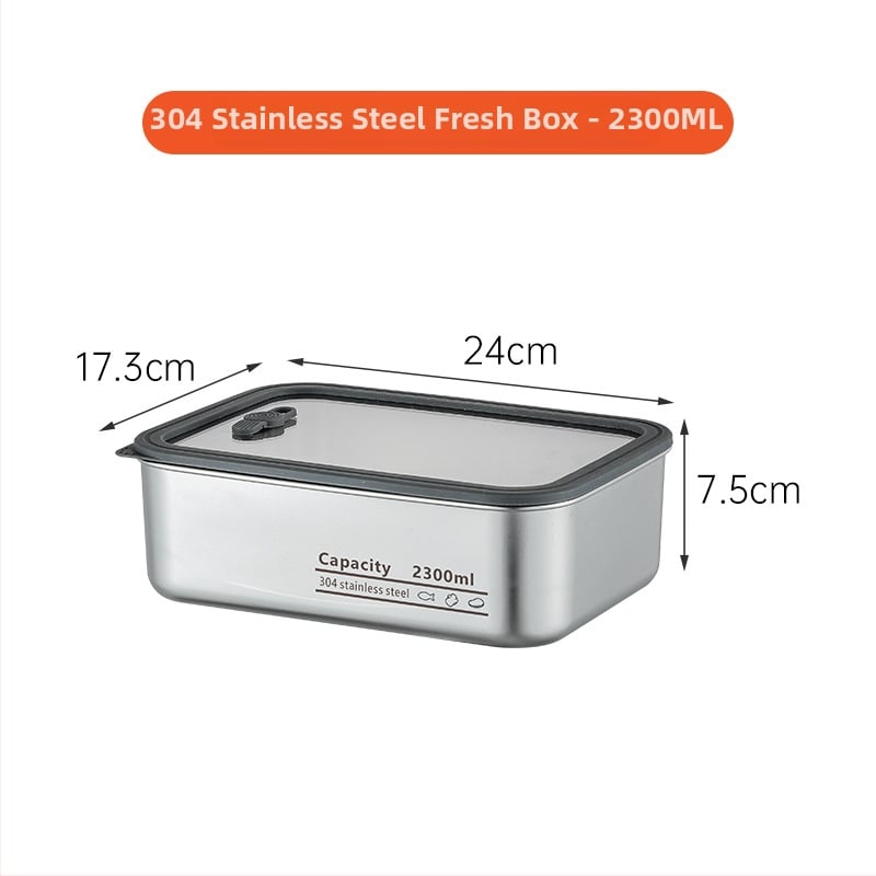 304 rozsdamentes acél élelmiszertartó doboz átlátszó üvegfedővel és szellőzőnyílásokkal, mikrohullámú sütőben használható, egy rétegű