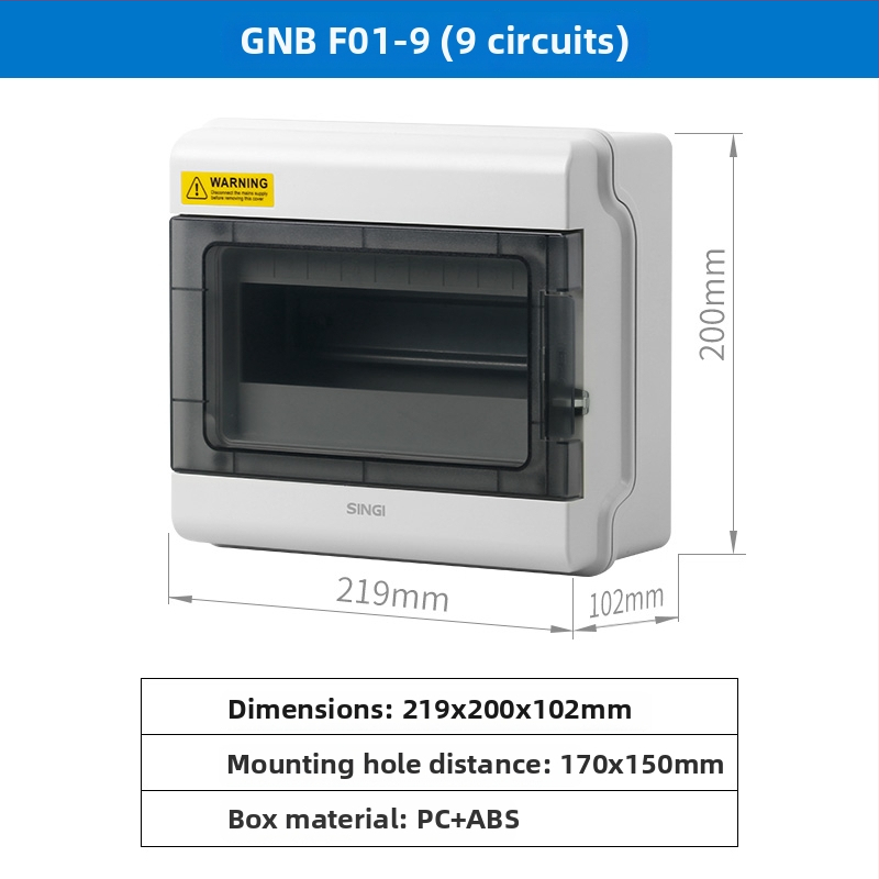 Vonkajšia vodotesná rozvodná skrinka, povrchová montáž, ABS puzdro, 4/6/9/12/18 obvodov, IP66