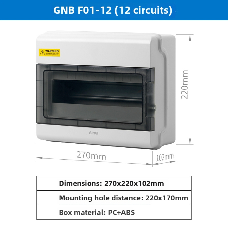Vonkajšia vodotesná rozvodná skrinka, povrchová montáž, ABS puzdro, 4/6/9/12/18 obvodov, IP66