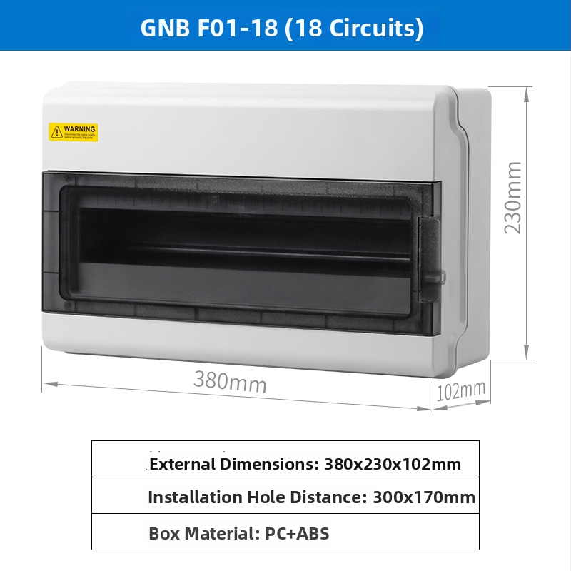 Vonkajšia vodotesná rozvodná skrinka, povrchová montáž, ABS puzdro, 4/6/9/12/18 obvodov, IP66