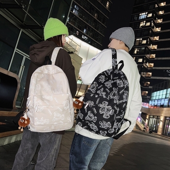 Graffiti ruksak u uličnom stilu s noćnim osvjetljenjem, unisex, 20–35L, najlon, studentska torba