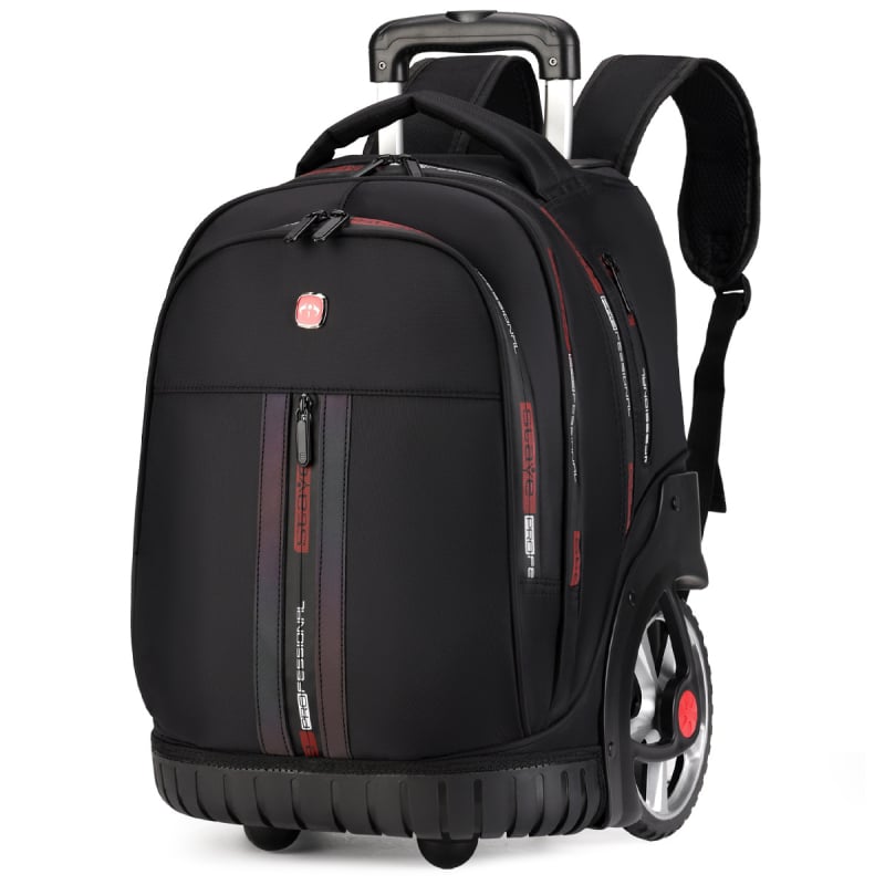 Дамска раница с колела за ученици от средното училище и нагоре, с една въртяща се ролка, Oxford плат, водоустойчива, антибактериална и износоустойчива, отразителни елементи за нощна безопасност, криви презрамки за рамо, подплата от полиестер, стил градска 