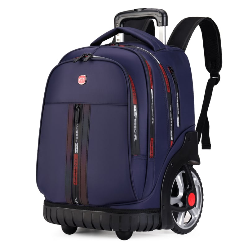 Дамска раница с колела за ученици от средното училище и нагоре, с една въртяща се ролка, Oxford плат, водоустойчива, антибактериална и износоустойчива, отразителни елементи за нощна безопасност, криви презрамки за рамо, подплата от полиестер, стил градска 