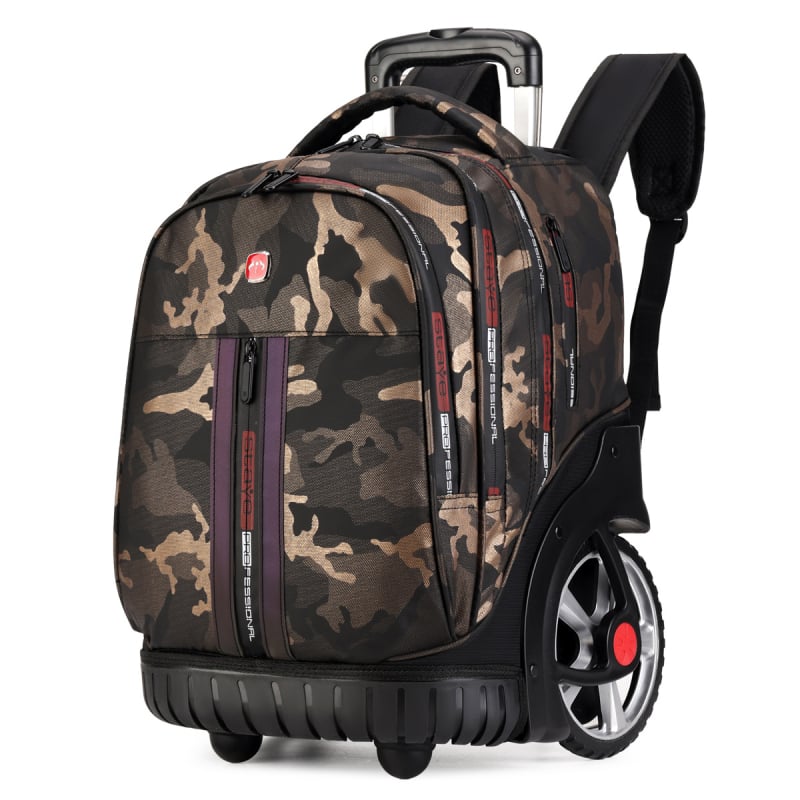 Дамска раница с колела за ученици от средното училище и нагоре, с една въртяща се ролка, Oxford плат, водоустойчива, антибактериална и износоустойчива, отразителни елементи за нощна безопасност, криви презрамки за рамо, подплата от полиестер, стил градска 