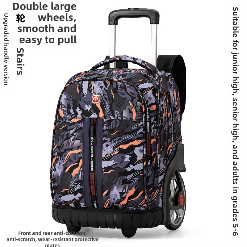 Дамска раница с колела за ученици от средното училище и нагоре, с една въртяща се ролка, Oxford плат, водоустойчива, антибактериална и износоустойчива, отразителни елементи за нощна безопасност, криви презрамки за рамо, подплата от полиестер, стил градска 