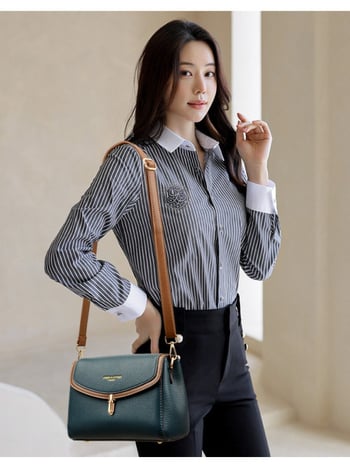 PU компактна квадратна чанта за през рамо със затваряне с капак, полиестерна подплата, вътрешен джоб за телефон, лято 2025