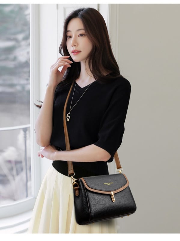 PU компактна квадратна чанта за през рамо със затваряне с капак, полиестерна подплата, вътрешен джоб за телефон, лято 2025