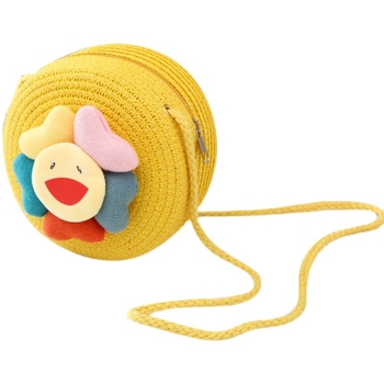 Geantă rotundă din paie pentru copii — ultra-ușoară, stil drăguț pentru copii, imprimeu variat