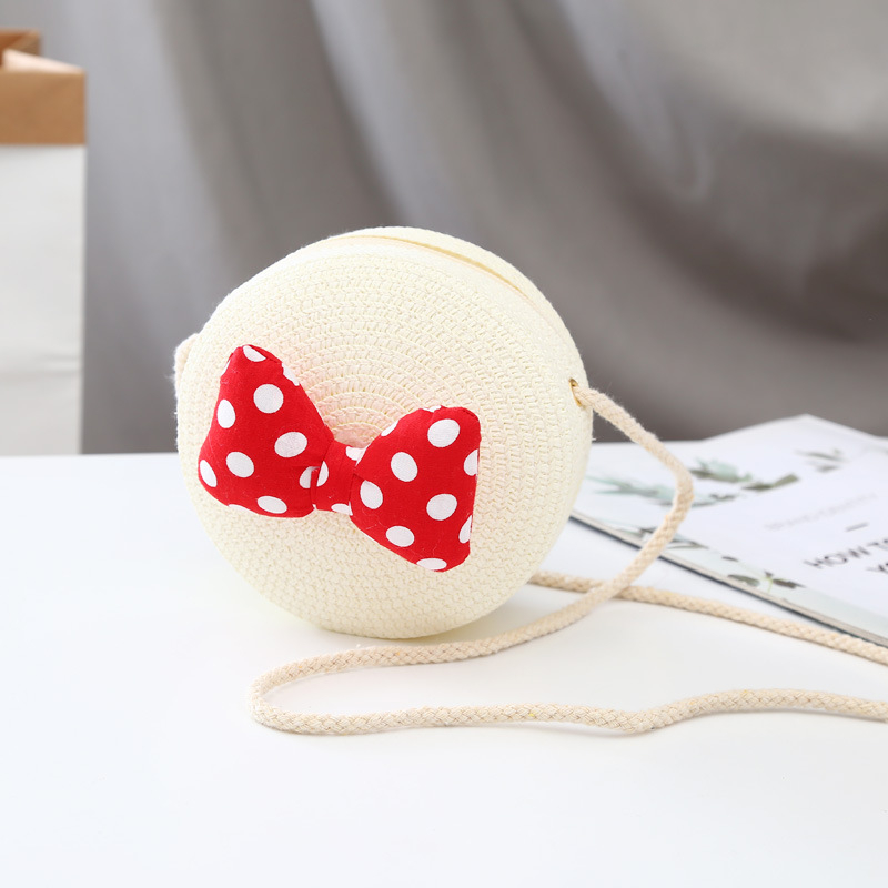 Geantă rotundă din paie pentru copii — ultra-ușoară, stil drăguț pentru copii, imprimeu variat
