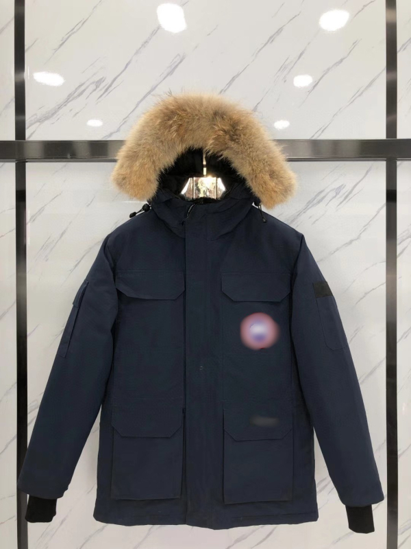 Αποστολής Unisex μπουφάν με γέμισμα από χήνα, με γιακά από γούνα λύκου, 700 fill power, περιεκτικότητα πούπουλων >91%