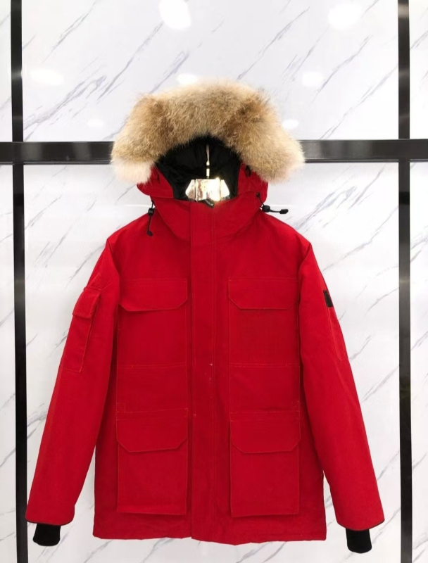 Αποστολής Unisex μπουφάν με γέμισμα από χήνα, με γιακά από γούνα λύκου, 700 fill power, περιεκτικότητα πούπουλων >91%