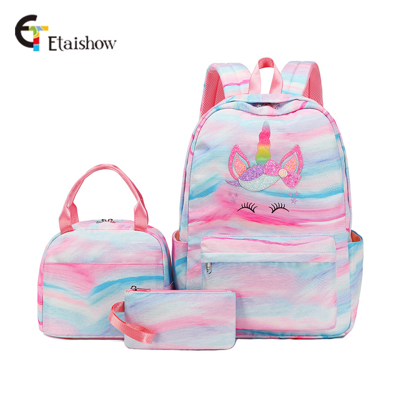 Rucsac școlar cu model unicorn, capacitate 20–35 L, poliester, respirabil, impermeabil, rezistent la uzură, curea cu pernă de aer