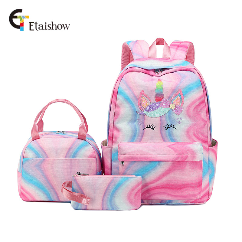 Rucsac școlar cu model unicorn, capacitate 20–35 L, poliester, respirabil, impermeabil, rezistent la uzură, curea cu pernă de aer