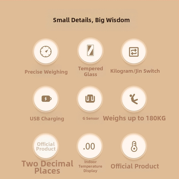 Inteligentná váha na telesnú hmotnosť a tuk s USB nabíjaním, 180 kg nosnosť, vysokopresný senzor, HD LCD displej